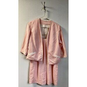 Pink And White Striped Woman’s Vintage/Retro Lightweight Suit Set Medium 🩷